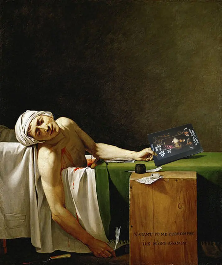 Paródia de A morte de Marat com uma ementa SCDC